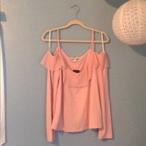 Forever 21+ Baby Pink Off-The-Shoulder Frill Top